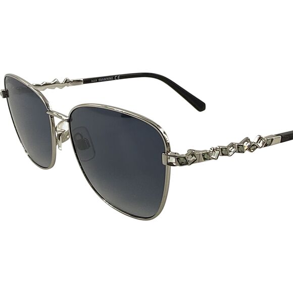 Swarovski SK0284 Womens Metal Sunglass 16C Shiny Palladium 57-16 Gray w Mirror - Picture 2 of 5